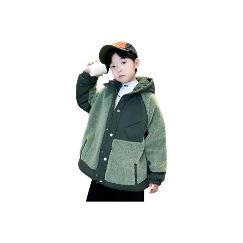 MUMUWU Зеленое Детское Шерстяное Пальто