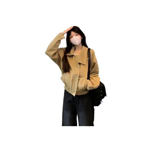 Mu Xiao Xin Хаки С подарками MU Xiaoxin Бренд Наклеенный Женские Куртки