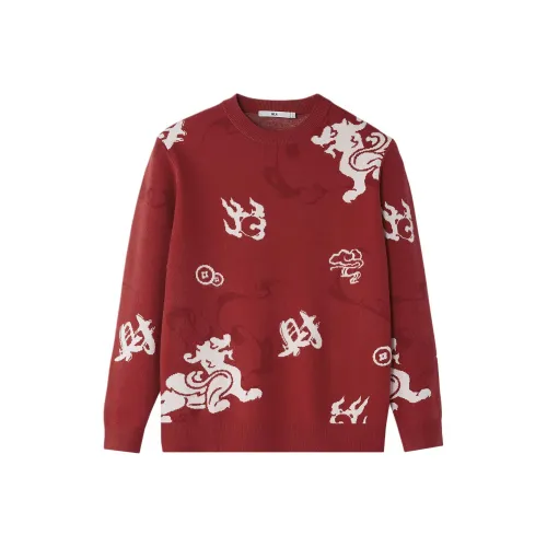 HLA Красный узор K5 Мужской Трикотаж