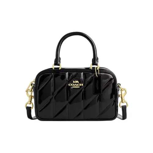 COACH SATCHEL Лакированная кожа Сумка Мини Женская Черная