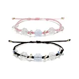 Браслет-шнурок "Четырехлистный клевер" - Розовый Черный, 1 пара