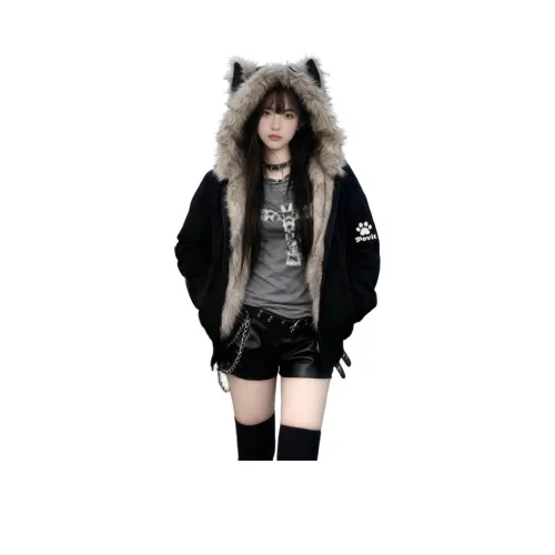 POVIT Черный кот Ухо Гора Hawk [Улучшенный] Унисекс Пуховики