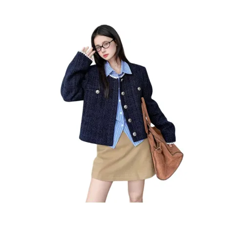 XIANGTIANE Темно-синий женский короткий пальто