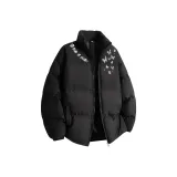 Чёрный хлопковый пуховик