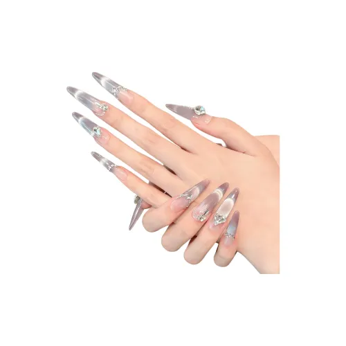 Yun Yue Joe Фиолетовый Jade Yao Guang Ручной работы Кошачий глаз Премиум Feel False Nail Точка Тип Фиолетовый градиент Flashing