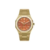 Золотой стальной браслет, циферблат из амбры