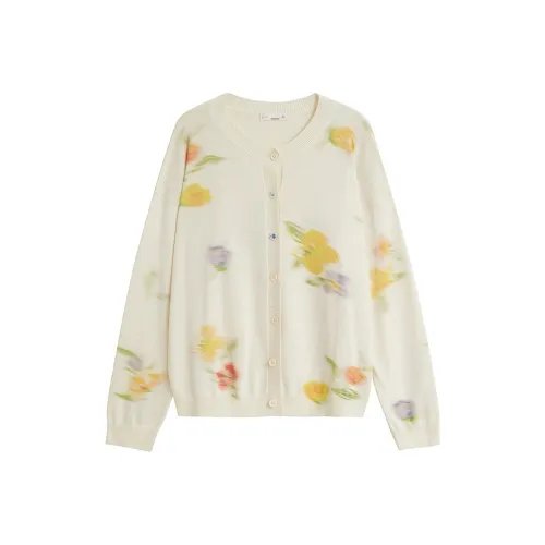 Inman Белый Подкладочная ткань Желтый Цветочный Женский Трикотаж