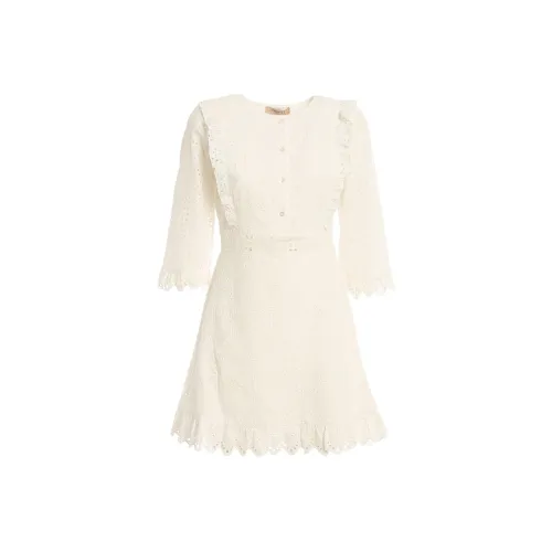 TWINSET Milano Длинное Платье с Длинными Рукавами Женское Белое