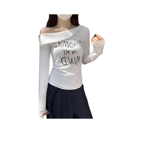 LANGQING Белый Giveaway Бренд Наклеенный Женские T Рубашки