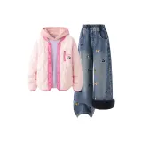 [Thickened и с флисовой подкладкой, трехкомпонентный комплект] Силиконовый глаз, подъемный K фейерверк, розовый + однотонный, джинсовый синий + однотонный, розово-фиолетовый