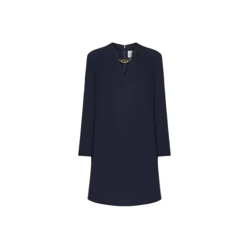 Valentino Длинное платье с длинными рукавами женское синее
