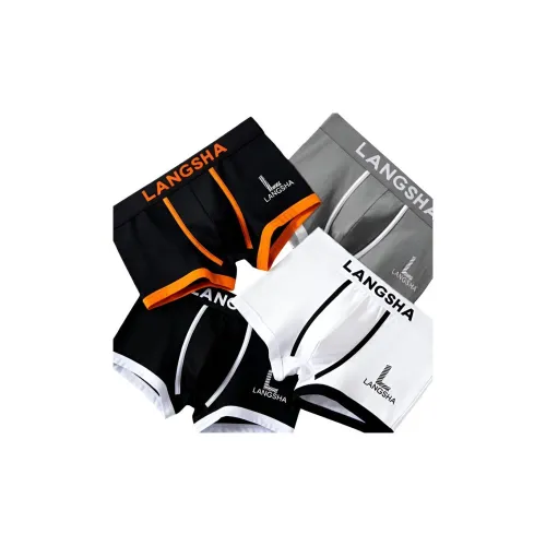 Lanza [4 пачки] Черный + Светло-серый + Черный + Оранжевый + Белый Мужские боксер-шорты