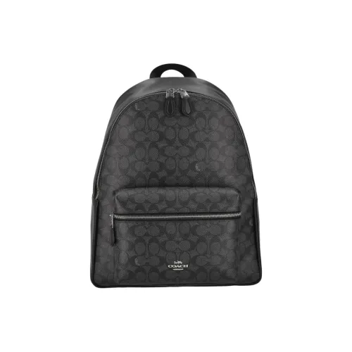 COACH Charlie Двойная молния Рюкзак Стандартный Унисекс Черный