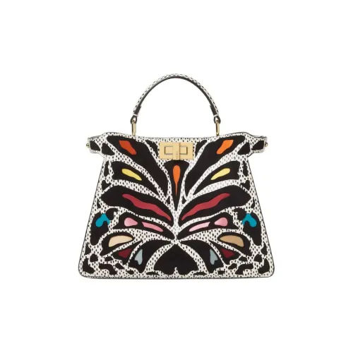 FENDI Peekaboo ISeeU Телячья кожа с козьей кожей Сумка Женская Черный Белый и Многоцветный