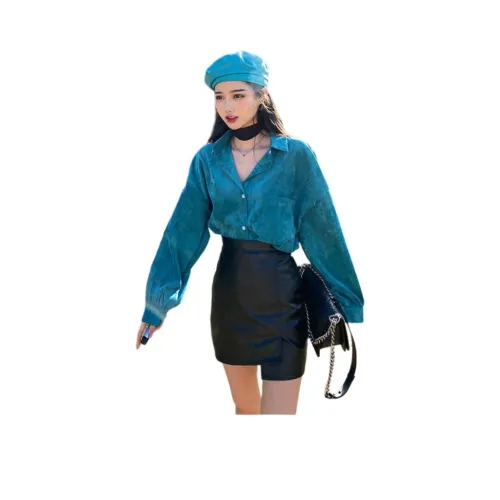 Sky Swan Павлин Синий Женская Рубашка