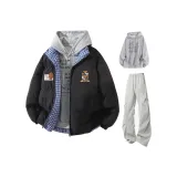 Чёрные + Светло-серые штаны + Серый свитшот