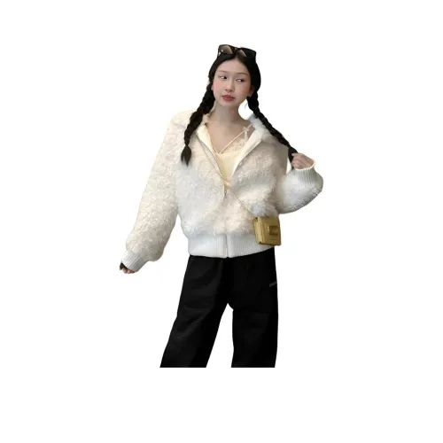 ZVJH Теплый Белый Утепленный Женский Бархатный Куртка