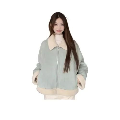 HAPG Светло-синие Женские Бархатные Куртки