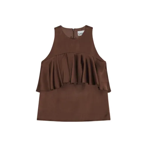 GANNI Цикорий Кофейный Женские Рубашки