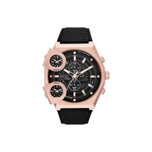 DIESEL Наручные часы Кварцевый механизм Кожаный ремешок 51 мм Черный циферблат Мужские часы