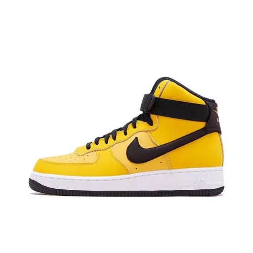 Nike Air Force 1 '07 Ремень 'Желтый охристый' Высокие Кроссовки для скейтбординга Мужские Черные Желтые