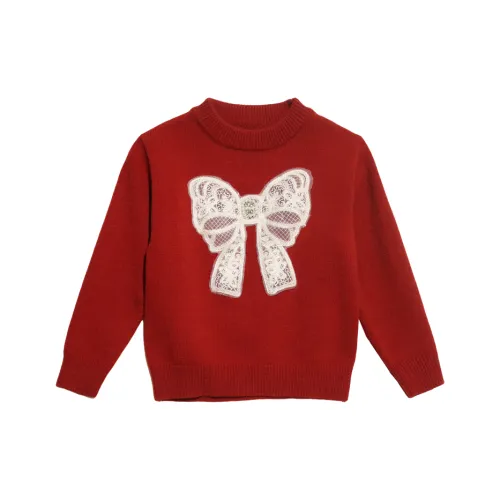 Chiaus Девочки Трикотажная ткань Свитер 2025 Красный Бант