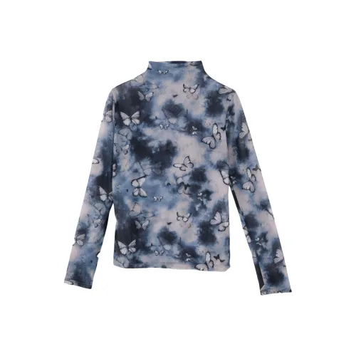 SIBAISHE Серый Синий Бабочка Женская T-рубашка