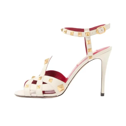 Valentino Garavani Studdy One Ремень Сандалии 10 см Женские Цвет Слоновая кость