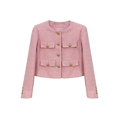 GZQJ Розовый Женский Короткий Пальто