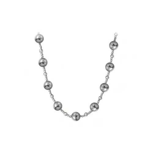 NATURALLYJOJO Искусственный жемчуг Ожерелье Цепочка на ключицу Осенний и зимний аксессуар Женские Серый Белый