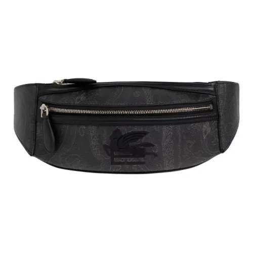 ETRO Мужская кожаная сумка-бананка черного цвета