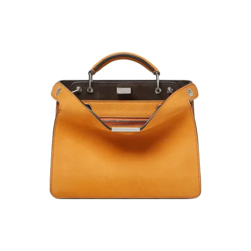 FENDI Peekaboo ISeeU Телячья кожа Сумка Маленькая Мужская Апельсин