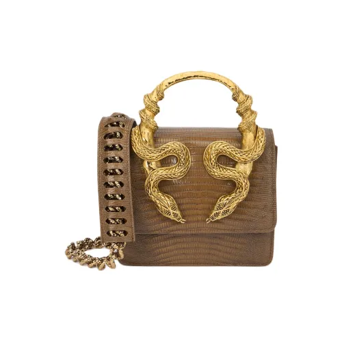 Roberto Cavalli Сумка из коровьей кожи среднего размера женская коричневая