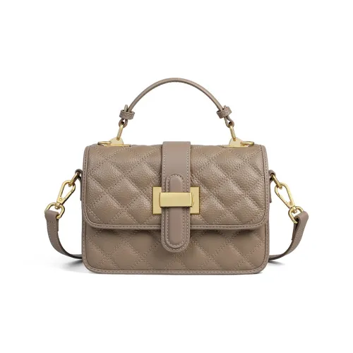 Younger Song Коровья кожа с синтетической кожей узор "Ромб" сумка стандартная женская слоновая серый