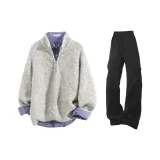 Топ Фотиния Серый + Черные Штаны