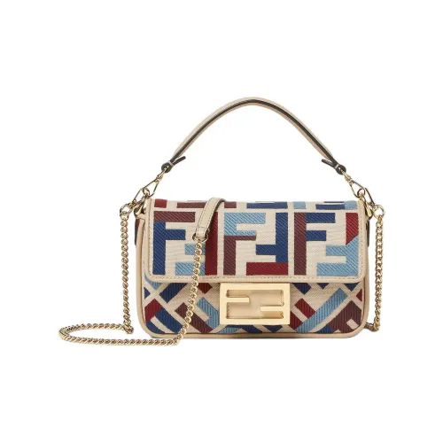 FENDI Baguette Холст Сумка Мини Женская Многоцветная