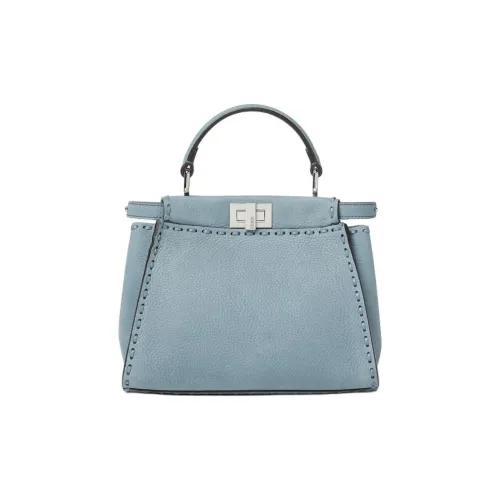 FENDI Peekaboo Телячья кожа Сумка Мини Женская Светло-синяя