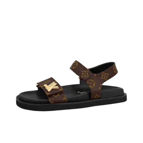LOUIS VUITTON Sunset Painted Series One Ремень Сандалии Женские Коричневый