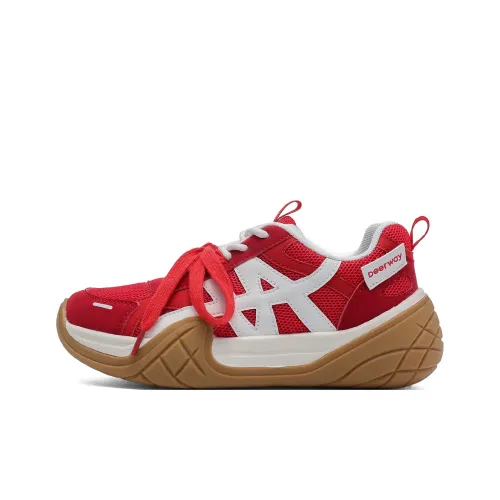 DEERWAY Противоскользящие Низкие Топы Повседневная Обувь Женская Красная