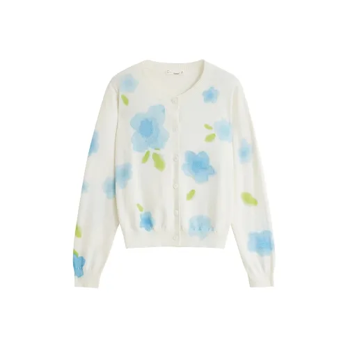 Inman Белый с синими цветами Женская трикотажная одежда