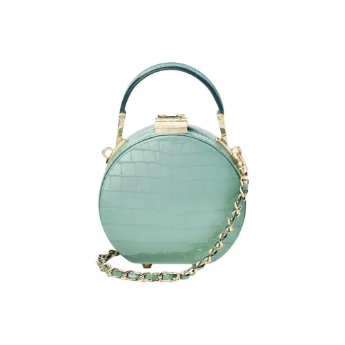 Aspinal Of London Коровья кожа Круглая сумка Сумка через плечо Мини Женский Шалфейно-зеленый