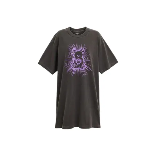 COACH Серый Женские Короткие Платья с Короткими Рукавами