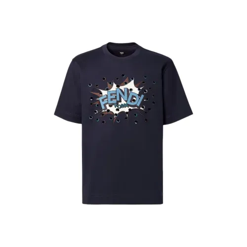 FENDI Темно-синие мужские футболки
