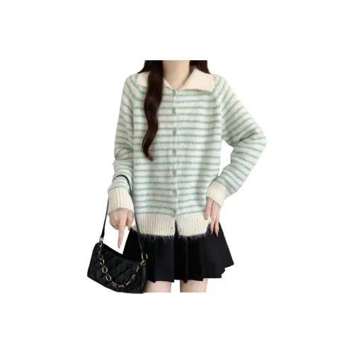 PAZZO Светло-зеленый Wa Белые полосы Женская Трикотаж