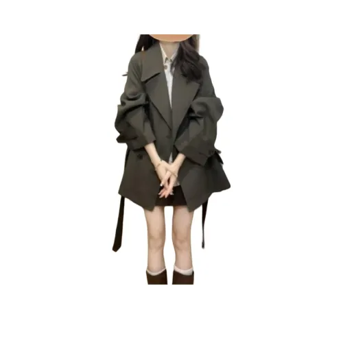 Amyway Серый Зеленый Тренч Женская Тренчкот