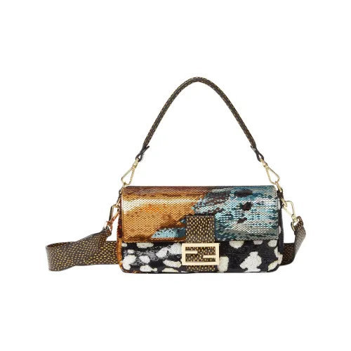 FENDI Baguette Полиэстер Коровья кожа Сумка Средний Женский Многоцветный