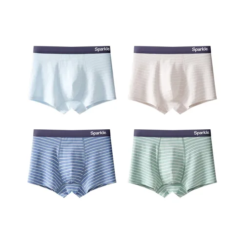 Хлопок 4 упаковки светло-синий + абрикосовый + синий + зеленый детское нижнее белье