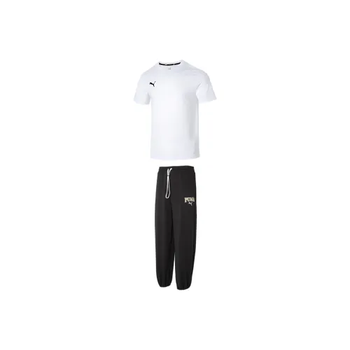 PUMA Clothing Комплект Белый Топ + Черный Низ Мужской Повседневная Спортивная Одежда