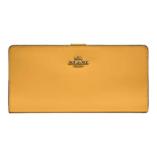 COACH Skinny Wallet кожаный кошелек средний женский Ranunculus шафран