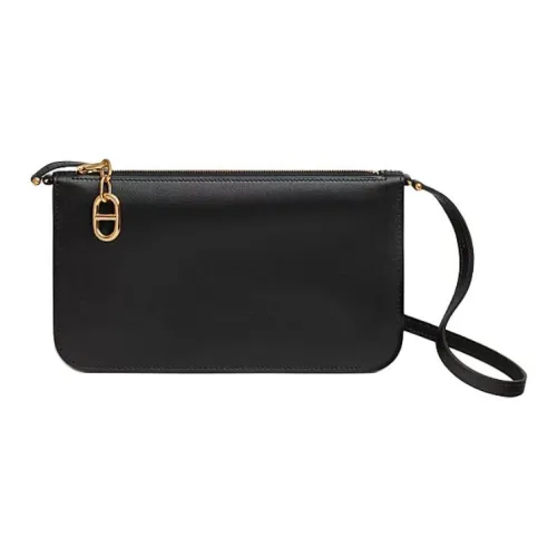 HERMES Zipengo Телячья кожа Клатч Женский Черный